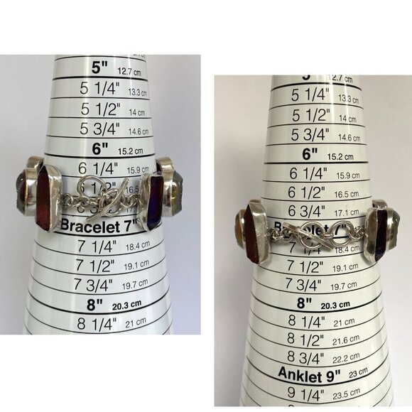 Chris Bales Sterling Silver 925 Heavy Amethyst Druzy Multi Gemstone Bracelet 61g - Picture 9 of 16